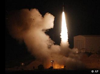 ** FILE ** In this photo made available by the Israeli Aerospace Industries, IAI, Monday, Feb. 12, 2007, the "Arrow" anti-missile system is fired during a test launch after sundown Sunday, Feb. 11, 2007 at the Palmahim airforce base. Israel and the U.S. are conducting a large-scale missile defense exercise aimed at combining their systems, American and Israeli officials said Sunday March, 18, 2007, as both countries warn that Iran could obtain nuclear weapons and long-range missiles. (AP Photo/IAI, HO) ** NO SALES **