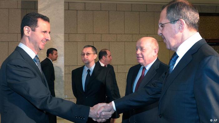 Syrian President Bashar Assad with Russian Foreign Minister Sergey Lavrov 
