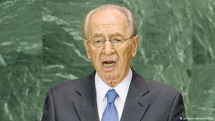 Shimon Peres at the UN, 2008. (EPA/JUSTIN LANE)