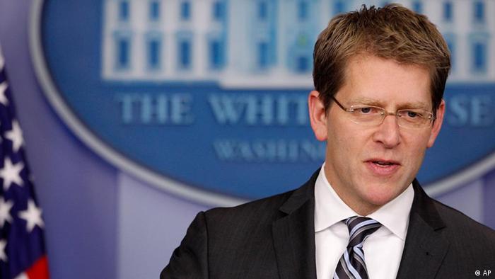 White House Press Secretary Jay Carney speaks during his daily briefing, Monday, Jan. 23, 2012, in the Brady Briefing Room of the White House in Washington. (Foto:Haraz N. Ghanbari/AP/dapd)