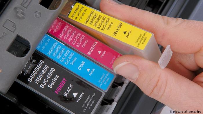 Cartridges being replaced in a printer