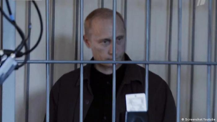 Screenshot from a parody video showing Putin under arrest