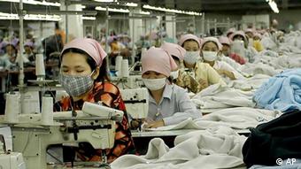 Workers in a garment factory, south of Phnom Penh