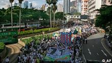 Thousands of protesters march on the street in Hong Kong