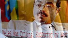 A poster showing a portrait picture of late Ethiopian prime minister Meles Zenawi
Copyright: Ludger Schadomsky/DW