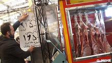 A meat stand at a bazaar in Tehran