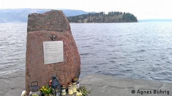 A memorial stone on the island of Utöya where Breivik carried out his main attack shooting dead youths at a Socialist youth camp. (Photo: Agnes Bührig)
