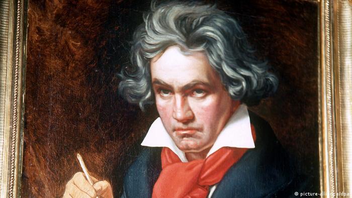 Das undatierte Archivbild zeigt das 1819 entstandene Gemälde von Josef Stieker mit einem Porträt von Ludwig van Beethoven beim Komponieren der Messe "Missa solemnis", D-Dur, op.123. Vor 175 Jahren, am 26. März 1827, ist Beethoven in Wien gestorben. Nach Angaben des Musikkonzerns EMT (Köln) zählt Beethoven auch heute noch zu den "Top 5" unter den klassischen Komponisten. Der Komponist führte die Klaviersonate ebenso wie die Sinfonie zu ihrem Gattungshöhepunkt. Mit seiner Kanonisierung zum "Klassiker" im 19. Jahrhundert wurden Beethovens Werke zum zentralen Bestandteil des Konzertrepertoires und Vorbild für viele nachfolgende Komponisten. dpa (zu dpa-Themenpaket zum 175. Todestag von Beethoven vom 19.03.2002)  