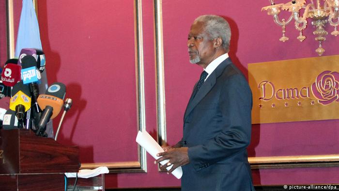 Koffi Annan katika Mkutano na waandishi wa Habari mjini Damascus.