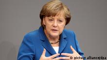 German Chancellor Angela Merkel talking