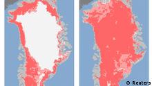 Greenland satellite images showing ice loss. REUTERS/NASA/Handout. 