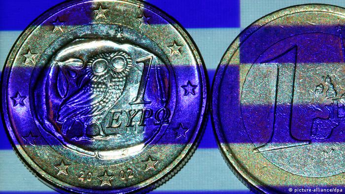 Grrek euro coins on national flag