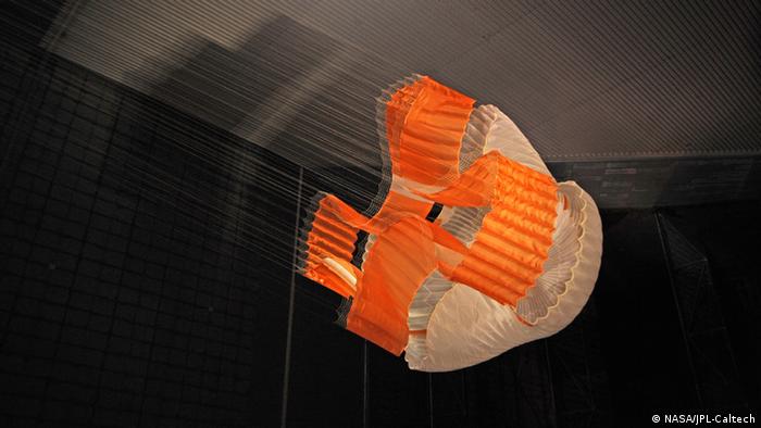 The landing parachute was tested in 2009 inside the world's largest wind tunnel