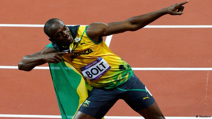 Usain Bolt celebra su triunfo en los Juegos Olímpicos de Londres 2012. 