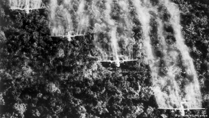 Four US planes spray Agent Orange on Vietnamese jungle