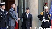 French president Nicolas Sarkozy (R) welcomes his Syrian counterpart Bashar al-Assad

(Photo credit MIGUEL MEDINA/AFP/Getty Images) 