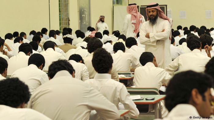 Saudi students sit for their final high school exams in the Red Sea port city of Jeddah on June 19, 2010 at the end of 2009/10 school year. AFP PHOTO/AMER HILABI (Photo credit should read AMER HILABI/AFP/Getty Images) 