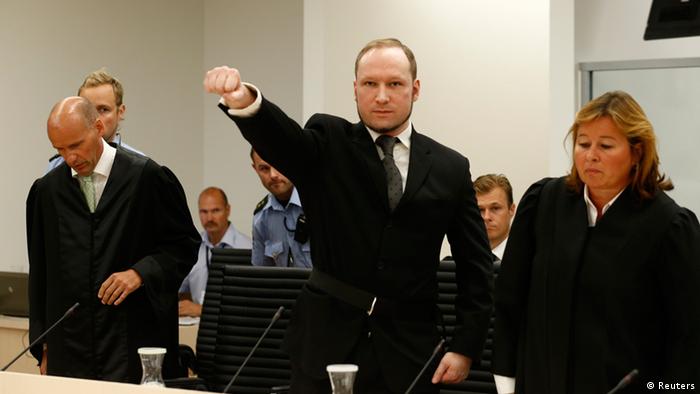 Breivik at his trial in Oslo