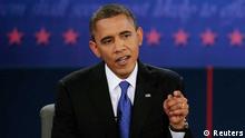 U.S. President Barack Obama makes a point during the final U.S. presidential debate