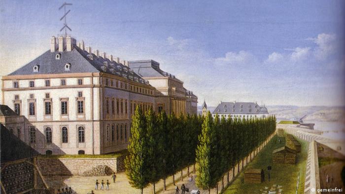 В Кобленце телеграфную мачту разместили на бывшем дворце курфюрста (Kurfürstliches Schloss)