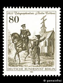 Почтовая марка к 150-летию Прусского оптического телеграфа (1983). Станция 51 на церкви в Кельне