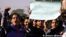 Activists of the National Students Union of India (NSUI) hold placards as they shout slogans condemning a recent act of alleged gang rape in Delhi, durings de demonstration in the northern Indian city of Jammu, the winter capital of Kashmir, India, 21 December 2012. Protests are held countrywide in India over the gang rape of a 23-year-old woman on a bus in India's capital, where six men repeatedly raped a medical student on a moving bus in New Delhi, and beat her and her male friend with iron rods before throwing them off the vehicle on 16 December, said police. EPA/JAIPAL SINGH pixel
