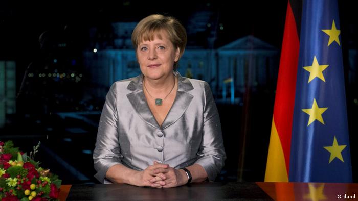 Chancellor Angela Merkel at the chancellery in Berlin following the recording of her New Year's address 
(dapd-Text)