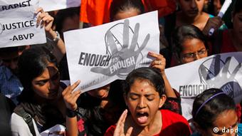 An Indian student shouts slogans seeking punishment for rapists of the 23-year-old student during a protest in Bangalore, India, Friday, Jan. 4, 2013
(Photo: Aijaz Rahi/AP/dapd)