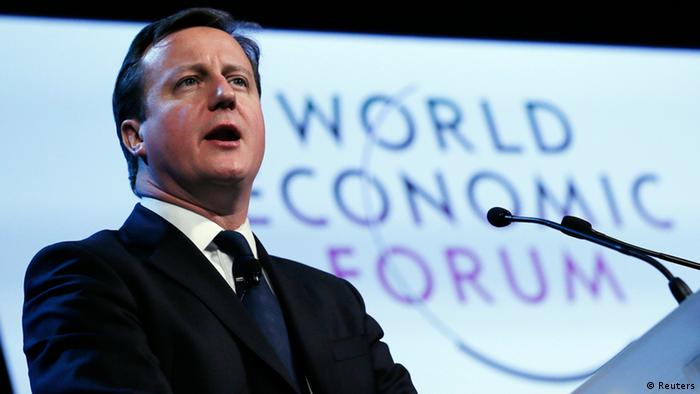 Britain's Prime Minister David Cameron speaks during the annual meeting of the World Economic Forum (WEF) in Davos January 24, 2013. (Photo: REUTERS/Pascal Lauener)