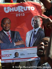 Picha ya Uhuru Kenyatta na William Ruto wakati wa kampeni za uchaguzi wa Kenya mwezi wa Machi 2013.