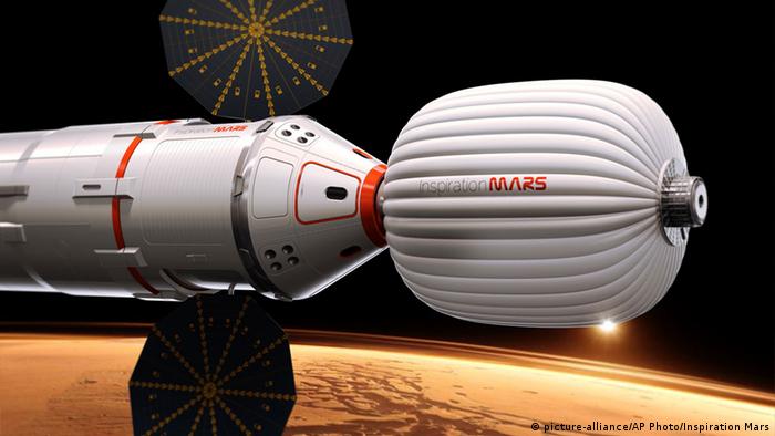 An artist's conception of the spacecraft envisioned for the Inspiration Mars mission