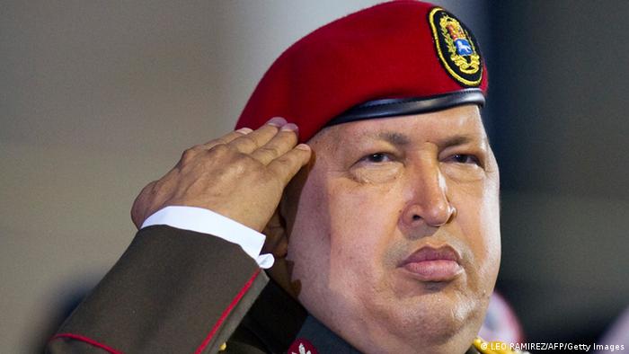 Venezuelan President Hugo Chavez salutes during a military ceremony i
Photo: LEO RAMIREZ/AFP/Getty Images