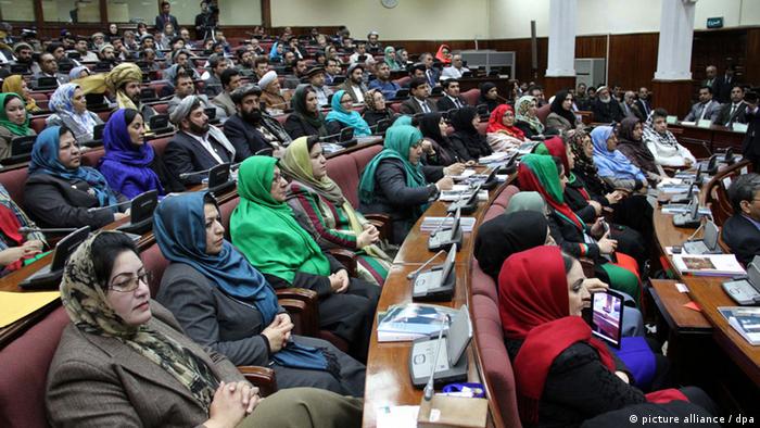 Afghan Parliamentarians listen to a speech by President Hamid Karzai (not in picture) during the opening session of Afghan Parliament in Kabul, Afghanistan, 06 March 2013. 