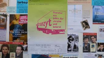 A poster for the tranzyt. Kilometer 2013 event at the Leipzig Book Fair 2013