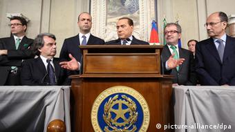 Silvio Berlusconi during a speech. (photo: EPA/ALESSANDRO DI MEO)