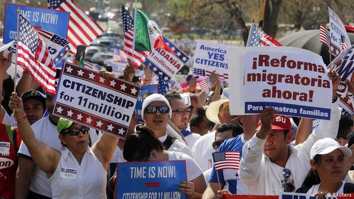 Crowds of immigrants protest in favor of comprehensive immigration reform
REUTERS/Larry Downing 
