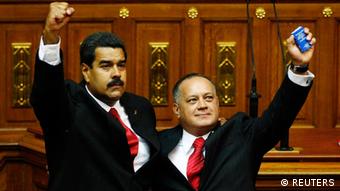 A la derecha, Diosdado Cabello durante la juramentación de Nicolás Maduro como presidente de Venezuela.