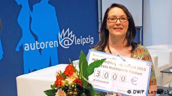 Ina Körner receiving the autoren@leipzig Award 2013 at the Leipzig Book Fair