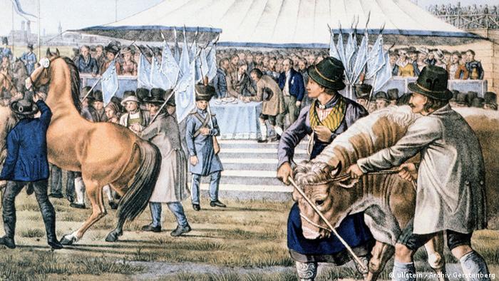 Смотр лошадей на первом Октоберфесте в 1810 году