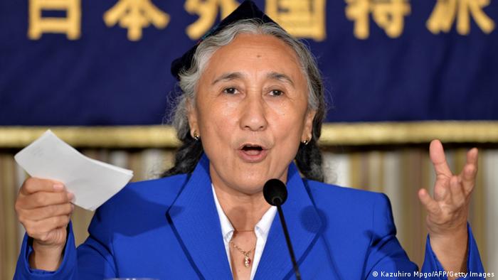 Rebiya Kadeer, the exiled leader of the World Uyghur Congress speaks during a press conference at the Foreign Correspondents Club of Japan in Tokyo on June 20, 2013. (Photo: AFP)