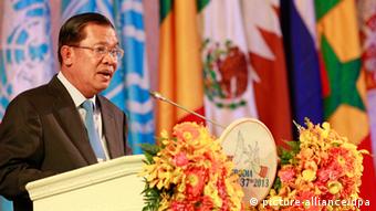 Cambodian Prime Minister Hun Sen speaks during the opening ceremony of the 37th session of the World Heritage Committee, Phnom Penh, Cambodia, 16 June 2013. (Photo: EPA)