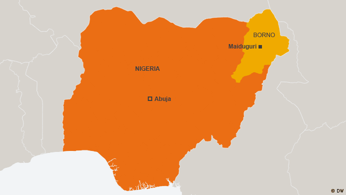 Karte Nigeria Borno, Maiduguri, Abuja