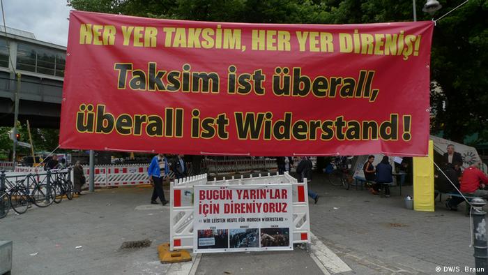 Taksim is everywhere, resistance is everywhere reads a sign at a demonstration in Berlin in July 2013