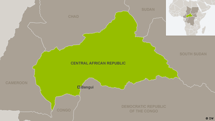 A map showing the Central African republic and its neighbors