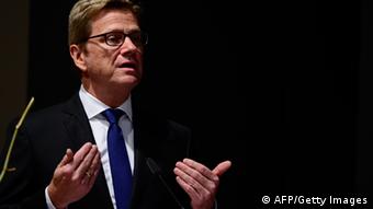 German Foreign minister Guido Westerwelle delivers a speech at the Berlin conference of German ambassadors on August 26, 2013 in Berlin. The German foreign minister said growing evidence for the use of chemical weapons was disturbing and said the admission of UN inspectors to the area was overdue. AFP PHOTO / JOHN MACDOUGALL (Photo credit should read JOHN MACDOUGALL/AFP/Getty Images)
