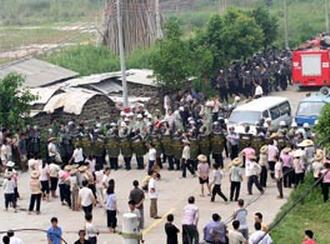 Massenprotest in Taishicun Provinz Guangdong 