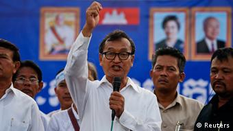 Sam Rainsy at a campaign rally in Phnom Penh