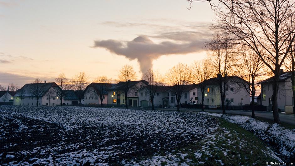 A cloud of steam above the Isar nuclear power plant, Bavaria, Germany