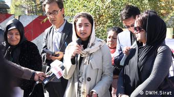 Zahra Farkhonda Naderi a member of Afghanistan taking part in a protest rally in November 2013.