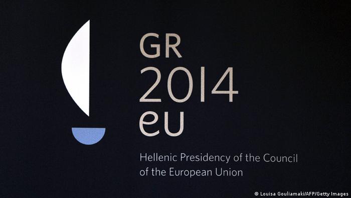 A logo symbolizing Greece's stint as European Council president
(C) Louisa Gouliamaki/AFP/GEtty
